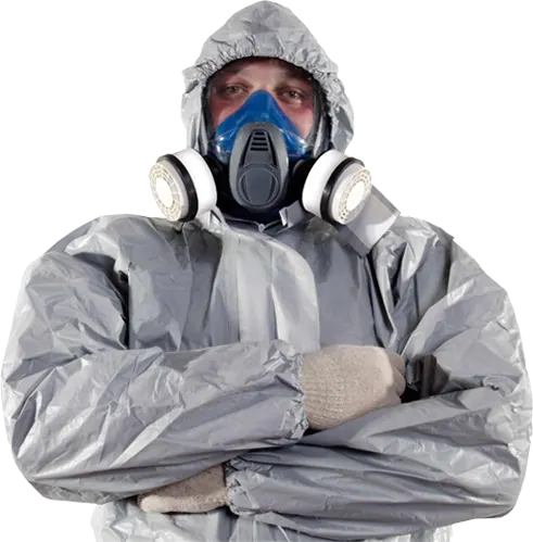 Técnico dedetizador com equipamento de proteção
